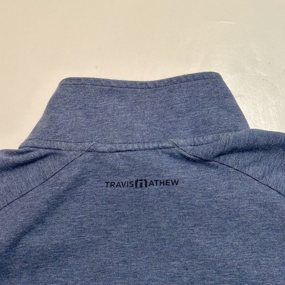 Travis Mathew Quarter 1/4 Zip Pullover Men’s Med Blue Long Sleeve Pockets - Picture 13 of 13